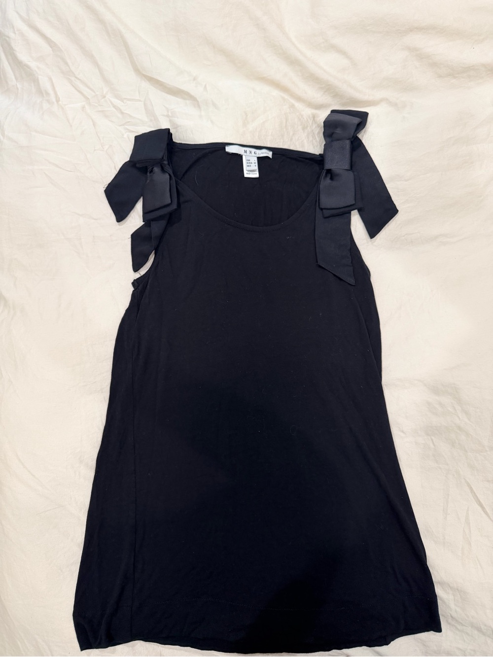 Mango Black Bow-Shoulder Sleeveless Tank